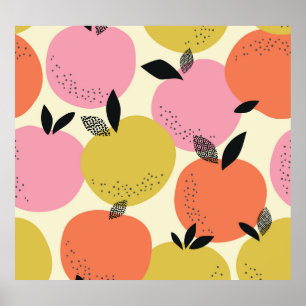 Orange Fruit, Seamless Summer Pattern. Poster
