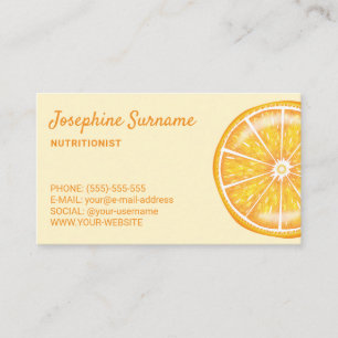 Orange Fruit Slice Nutritionist Dietician Yellow Business Card