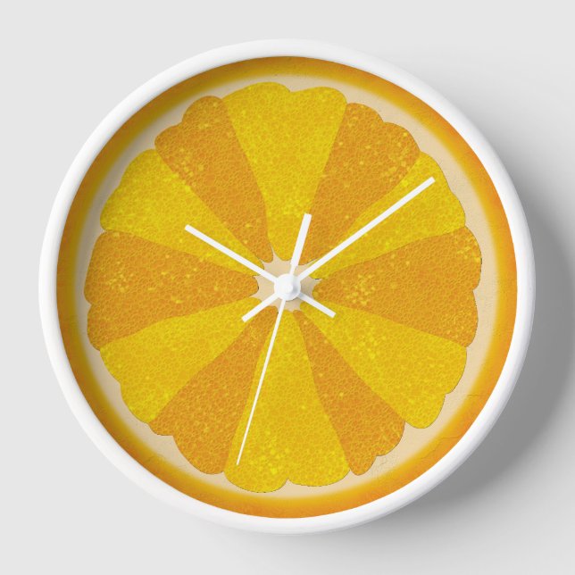 Orange Fruit Slice Pop Art Minimalist Kitchen Food Clock (Front)