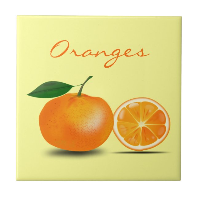 Orange Fruit Slice Simple Classic Food Kitchen Tile (Front)