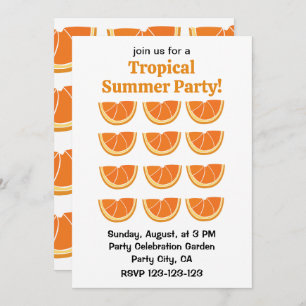 Orange Fruit Slice Tropical Summer Party Invitation