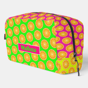 Orange fruit slices neon colours custom Name Dopp Kit