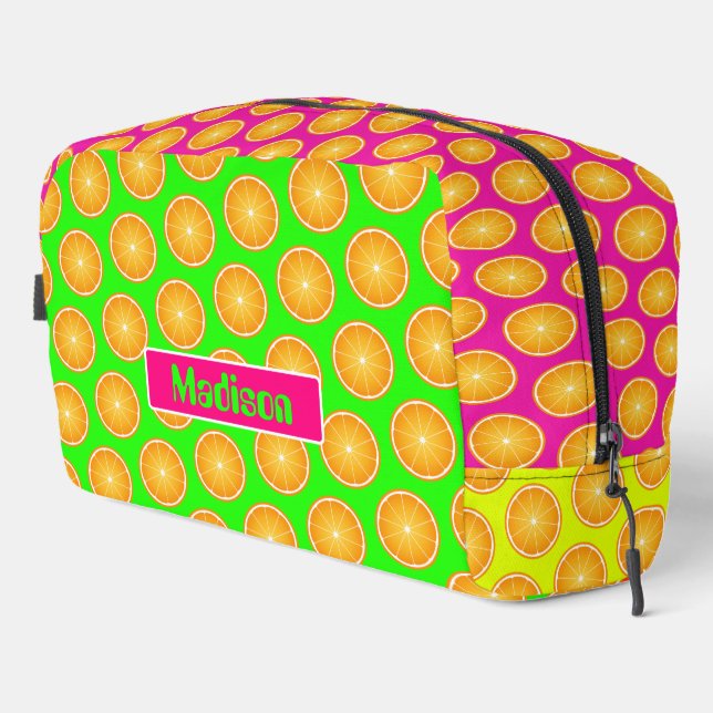 Orange fruit slices neon colours custom Name Dopp Kit (Right Corner)