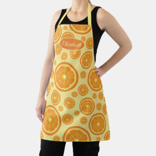 Orange Fruit Slices Pattern With Custom Name Apron