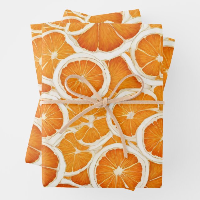 Orange Fruit Slices Wrapping Paper Sheet (In situ)