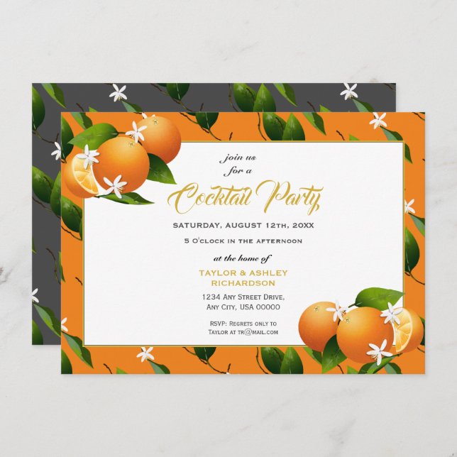 Orange Fruit Summer Party Invitation (Front/Back)