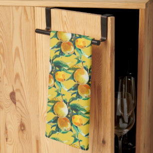 Orange Fruit Watercolor Fresh Citrus Artwork Tea Towel