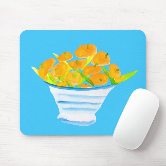 Orange fruit watercolor fruit mouse mat (With Mouse)