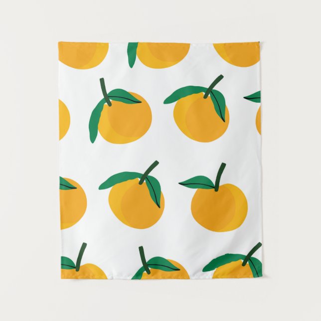 orange fruit with white background seamless patter tapestry (Front)