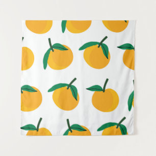 orange fruit with white background seamless patter tapestry