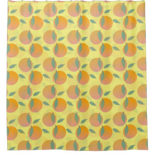 Orange Fruit Yellow Summer Pattern Shower Curtain