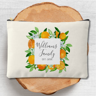 Orange Fruits and Flowers Summer Floral botanical Accessory Pouch