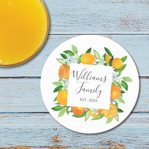 Orange Fruits and Flowers Summer Floral botanical Coaster
