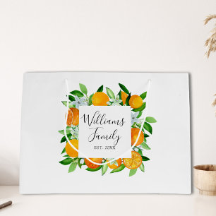 Orange Fruits and Flowers Summer Floral botanical Large Gift Bag