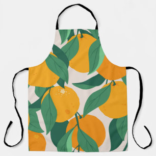 Orange fruits and leaves seamless pattern apron