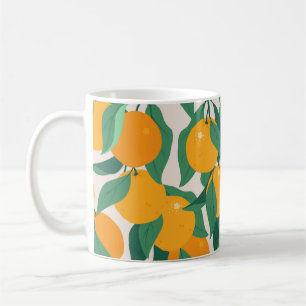 Orange fruits and leaves seamless pattern coffee mug