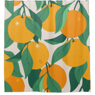 Orange fruits and leaves seamless pattern shower curtain