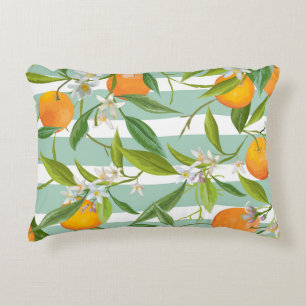 Orange Fruits Floral: Seamless Vintage. Decorative Cushion