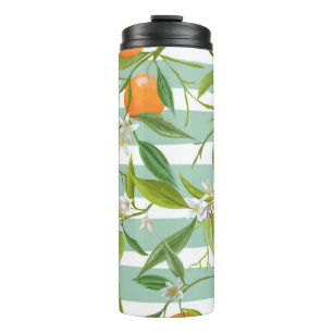 Orange Fruits Floral: Seamless Vintage. Thermal Tumbler