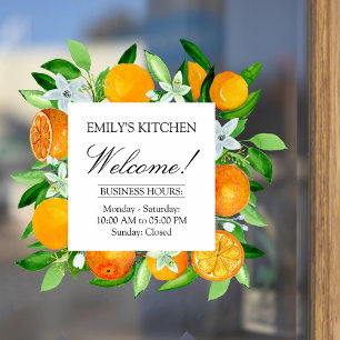 Orange Fruits Flower Summer Floral botanical Store Window Cling