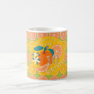 Orange Fruity Birthday Green Coffee Mug