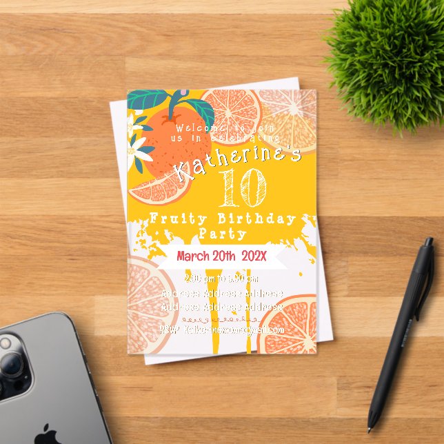 Orange Fruity Birthday Invitation (Insitu (Invitation Card))