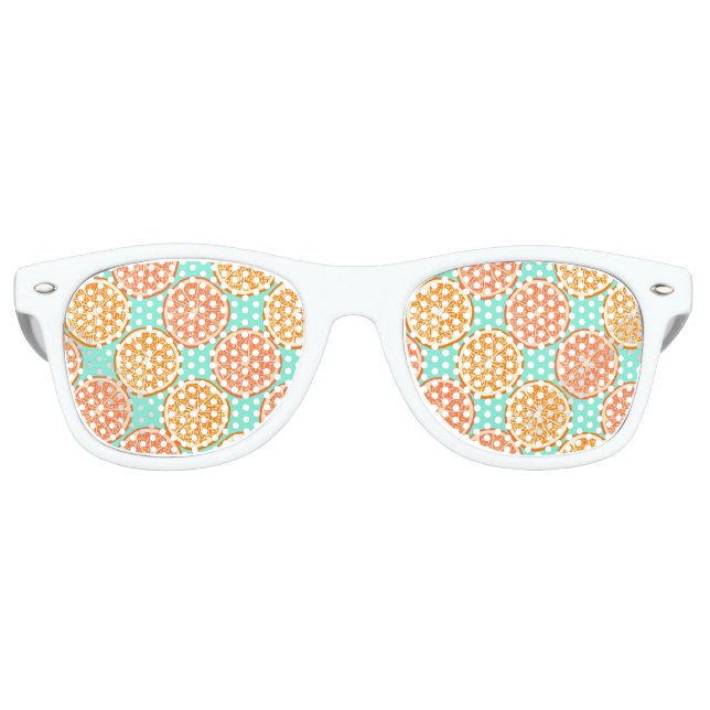 Orange Fruity Teal Blue White Retro Sunglasses (Front)