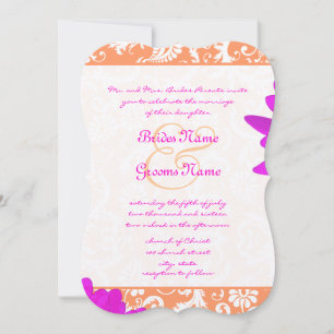 Orange & Fuchsia Gerber Daisy Wedding Invitation