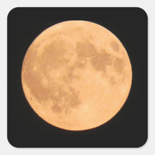 Orange full halloween moon  square sticker