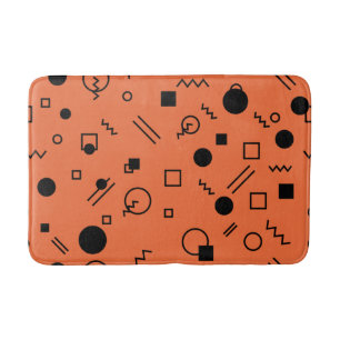 Orange, fun, trendy, geometric Memphis graphic Bath Mat