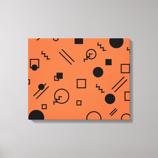 Orange, fun, trendy, geometric Memphis graphic Canvas Print (Front)