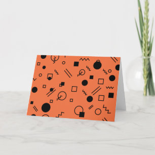 Orange, fun, trendy, geometric Memphis graphic Card