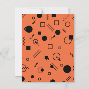 Orange, fun, trendy, geometric Memphis graphic Card