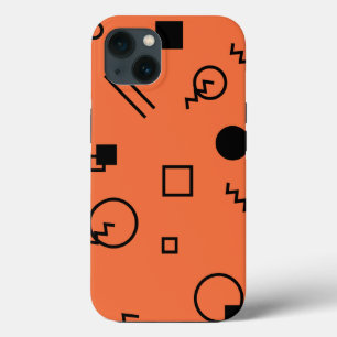 Orange, fun, trendy, geometric Memphis graphic iPhone 13 Case