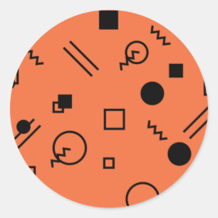 Orange, fun, trendy, geometric Memphis graphic Classic Round Sticker