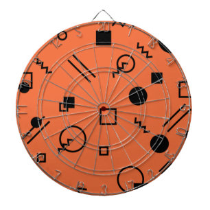 Orange, fun, trendy, geometric Memphis graphic Dartboard