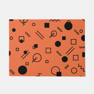 Orange, fun, trendy, geometric Memphis graphic Doormat