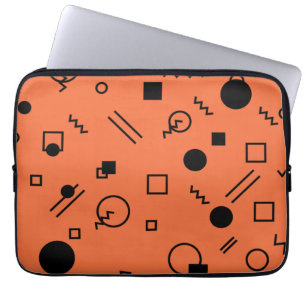 Orange, fun, trendy, geometric Memphis graphic Laptop Sleeve