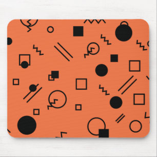 Orange, fun, trendy, geometric Memphis graphic Mouse Mat