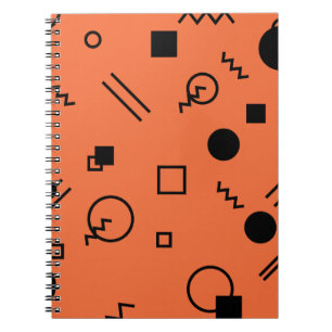 Orange, fun, trendy, geometric Memphis graphic Notebook