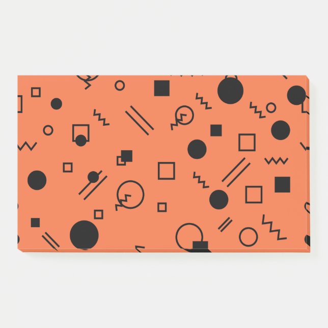 Orange, fun, trendy, geometric Memphis graphic Post-it Notes (Front)