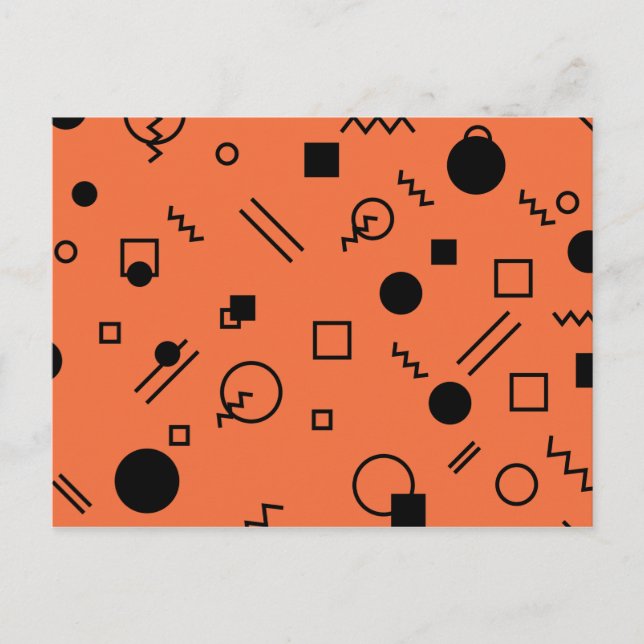 Orange, fun, trendy, geometric Memphis graphic Postcard (Front)