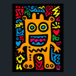 Orange Funky Alien – Neon Pop Art Quirky Creature  Poster<br><div class="desc">Bring home neon fun with this funky orange alien! A quirky creature with wild shapes and vibrant doodles,  full of funky pop art spirit. Perfect for adding playful,  neon energy to your space.</div>