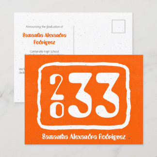 Orange Funky Class Year Graduation Postcard