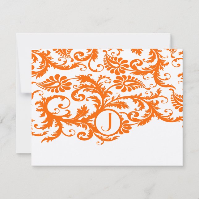 Orange Funky Damask Response Cards (Front)