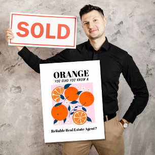 orange Funny Realtor Marketing Mailer   Real Estat Postcard