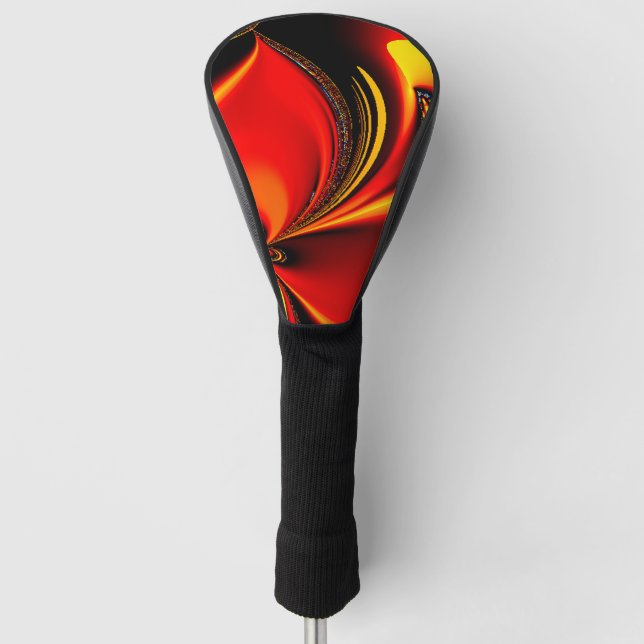 Orange Fury Fractal Golf Head Cover (Front)