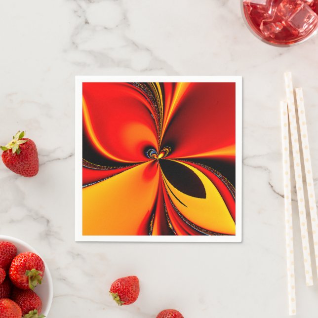 Orange Fury Fractal  Napkin (Insitu)