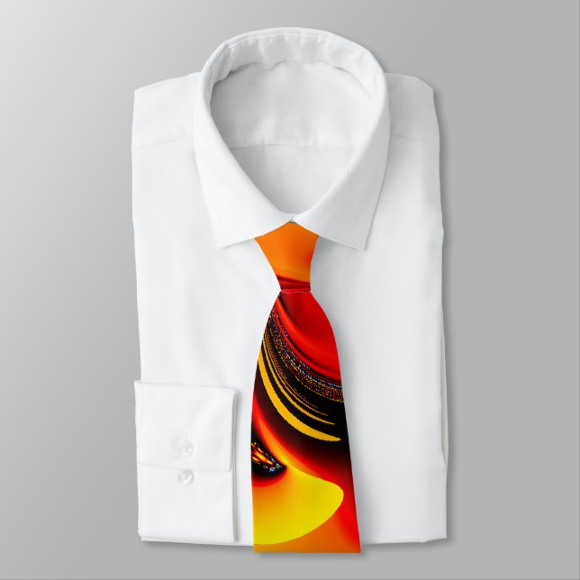 Orange Fury Fractal  Tie (Tied)