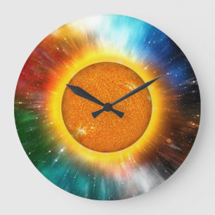 Orange Galaxy Time Blue Yellow Gold Green Red Large Clock